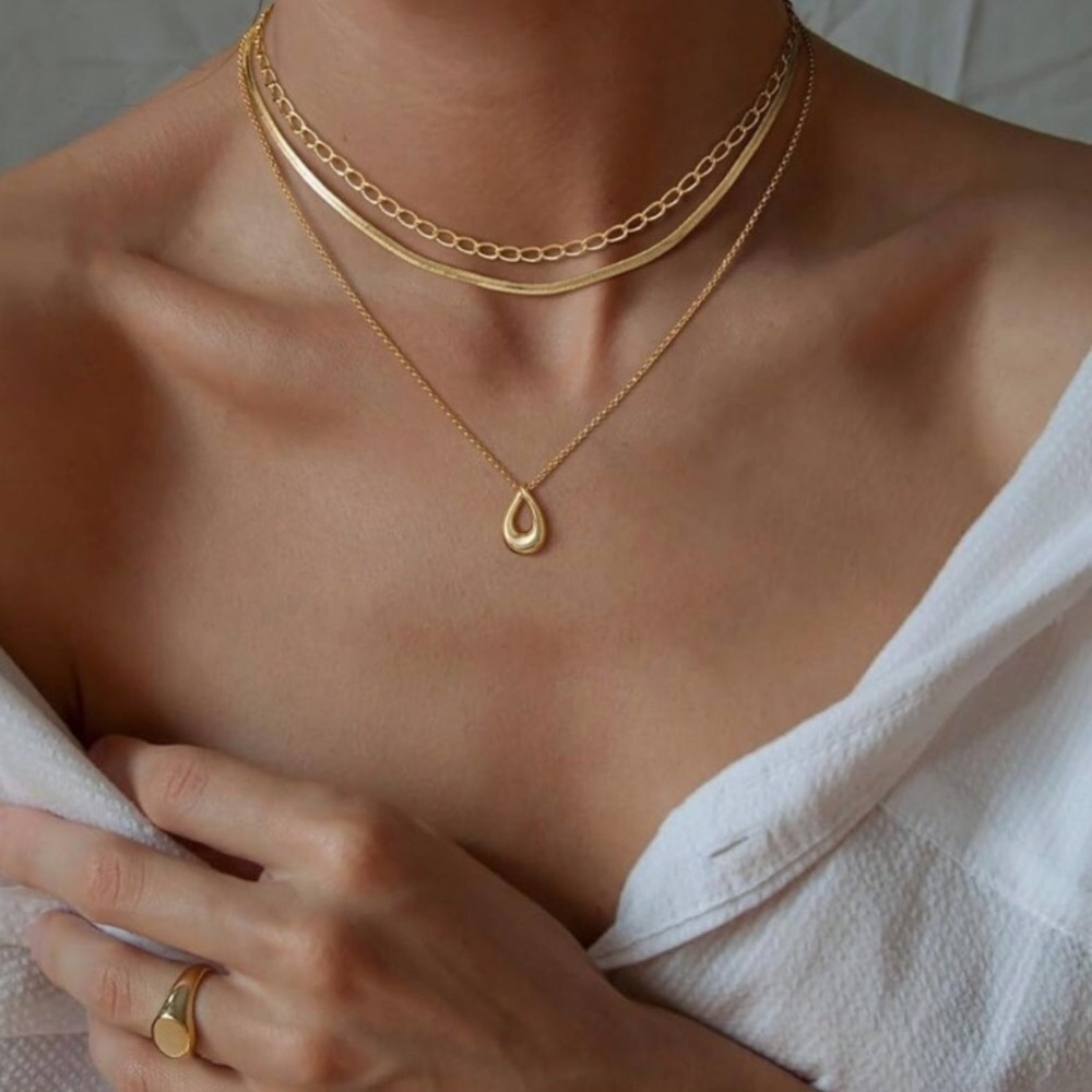 NEW 14K Real Gold Plated Elegant Gold Necklace Set